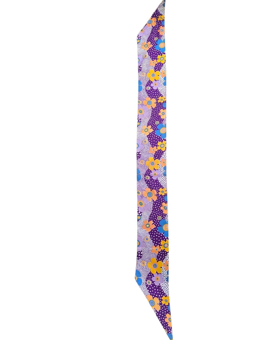 Vintage Floral Skinny Scarf in Purple, Orange & Blue